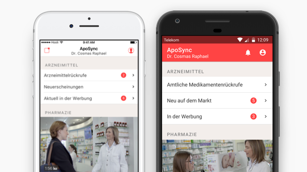 Foto von ApoSync auf einem iOS- und einem Android-Smartphone