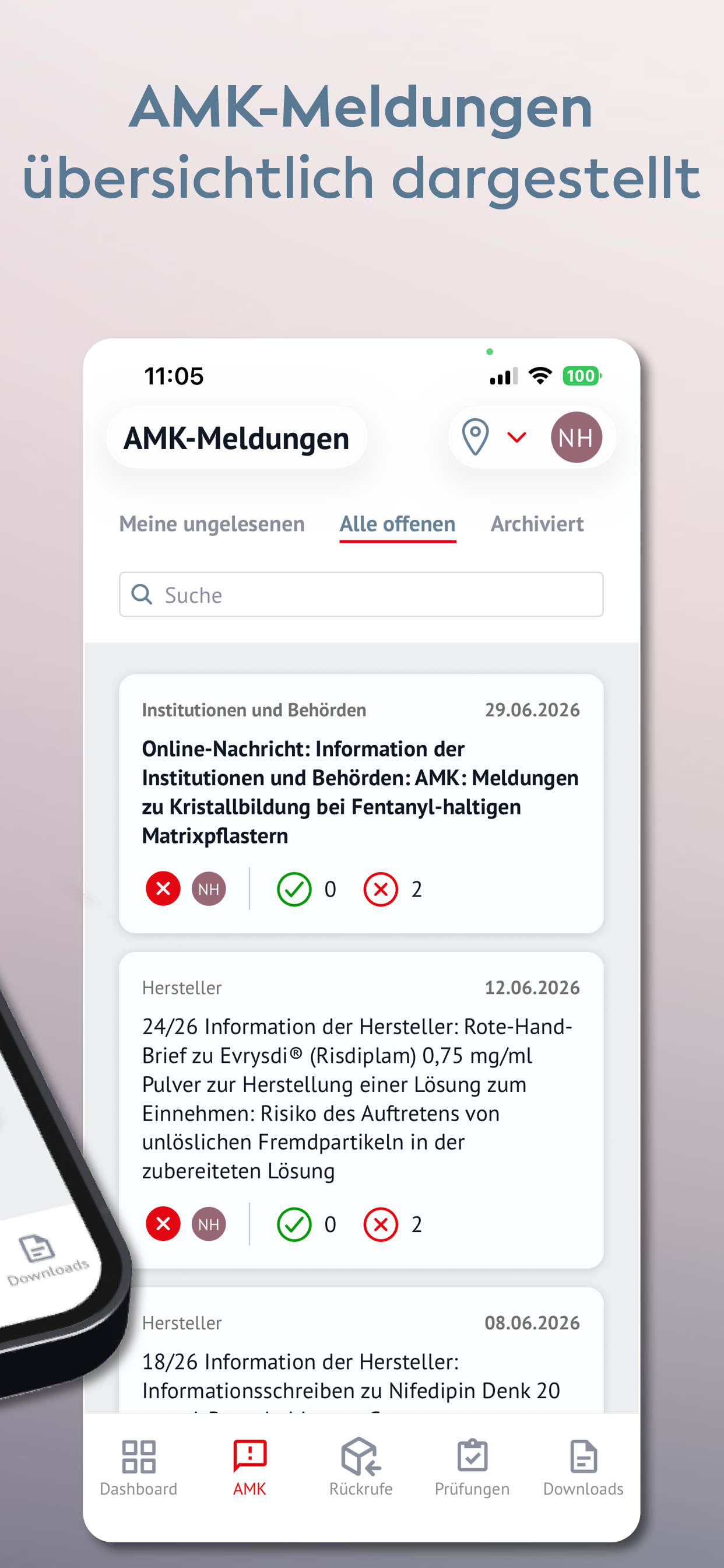 AMK-Meldungen übersichtlich dargestellt