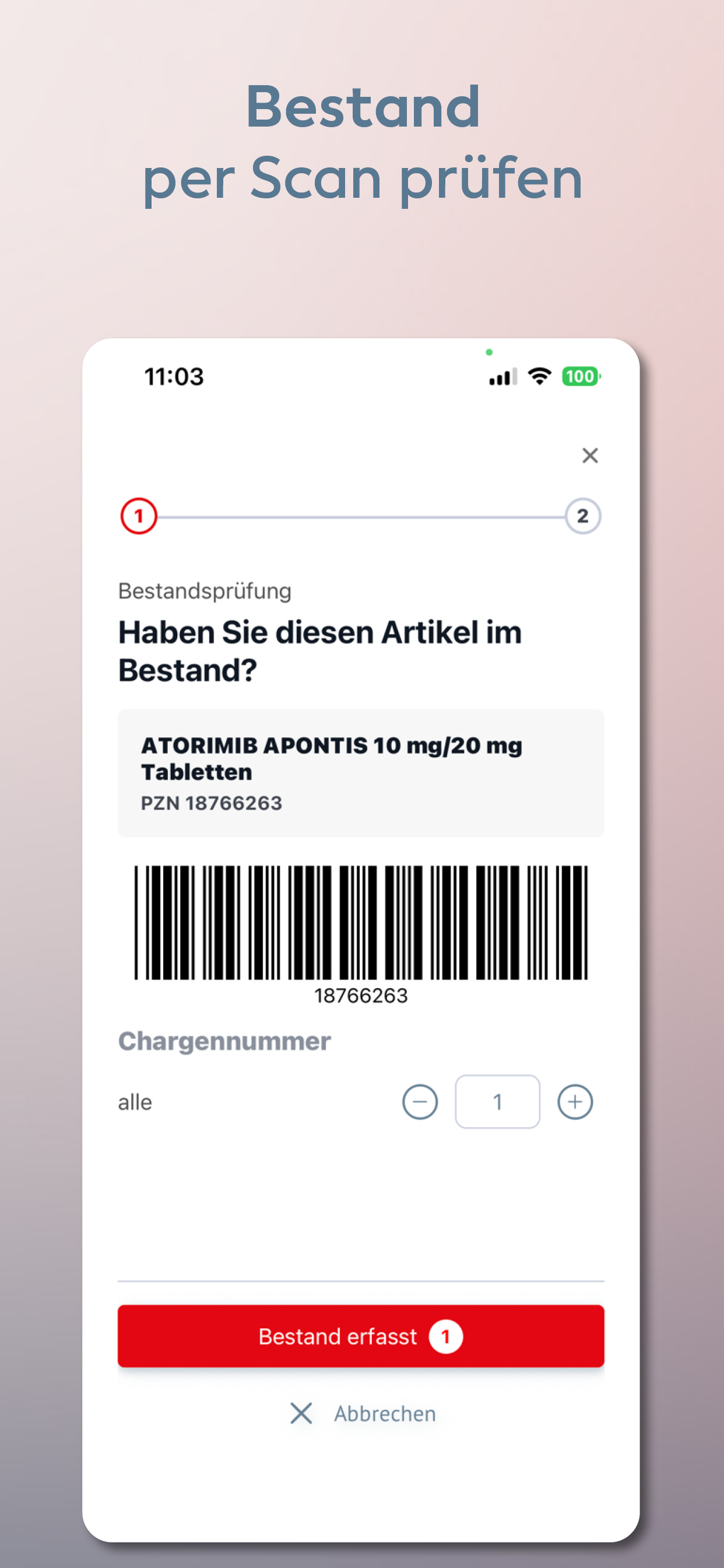 Bestand per Scan prüfen