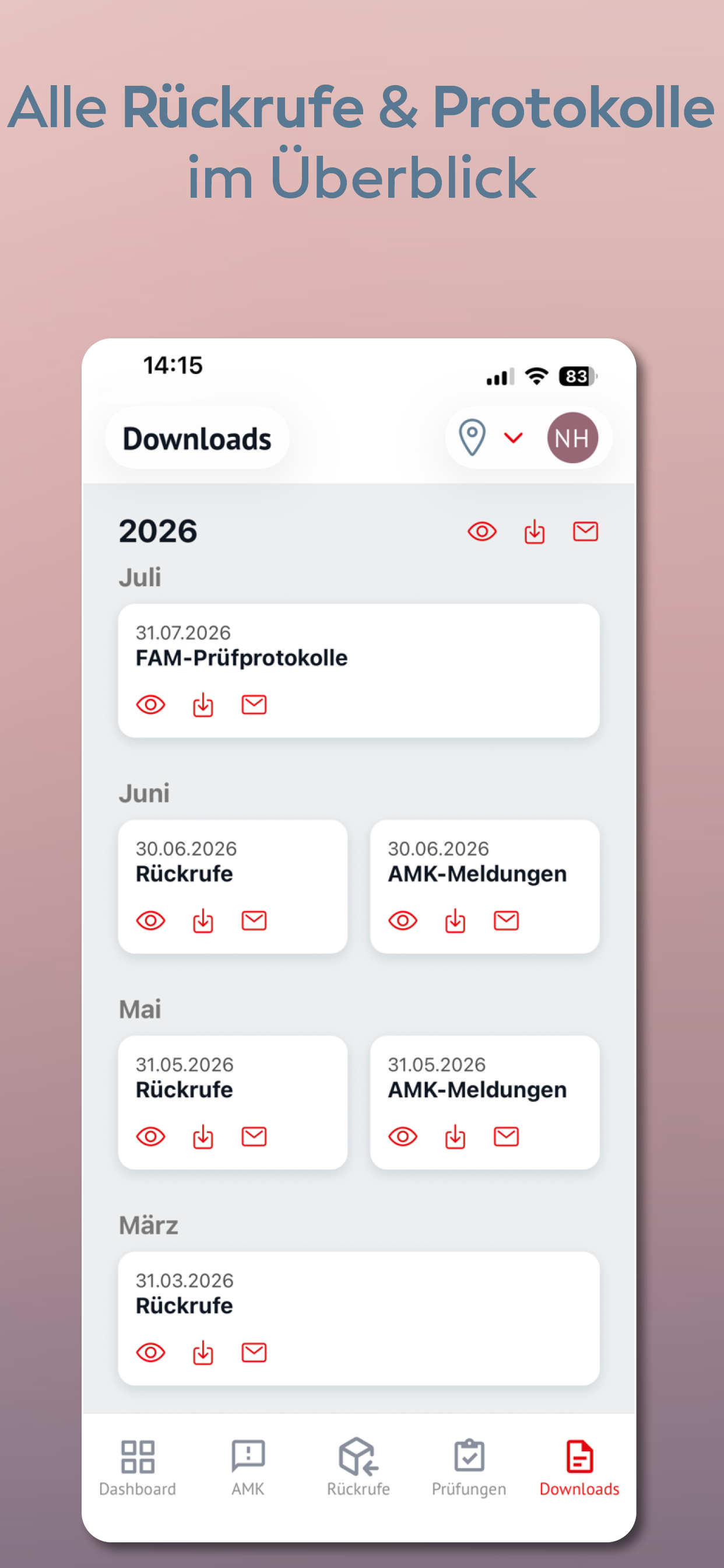 Alle Rückrufe und Protokolle im Überblick